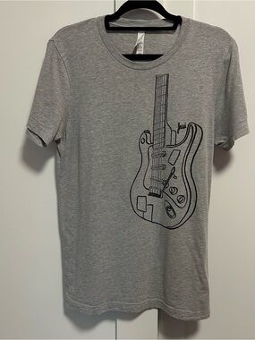 Grey Tee with Guitar Design